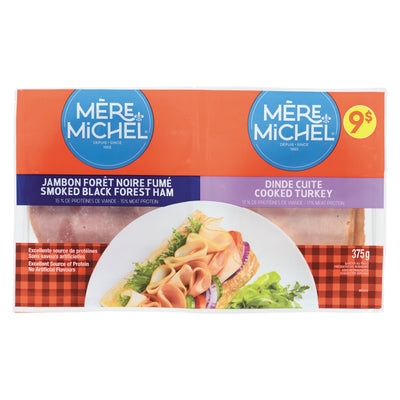 Mere Michel Smoked Black Forest Ham & Cooked Turkey, 375 g