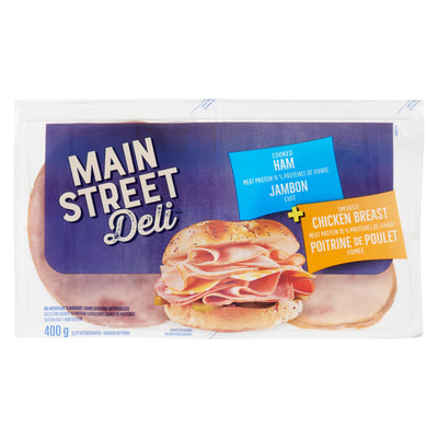 Main Street Deli Sliced Cooked Ham And Sliced Smoked Chicken Breast, 400 g