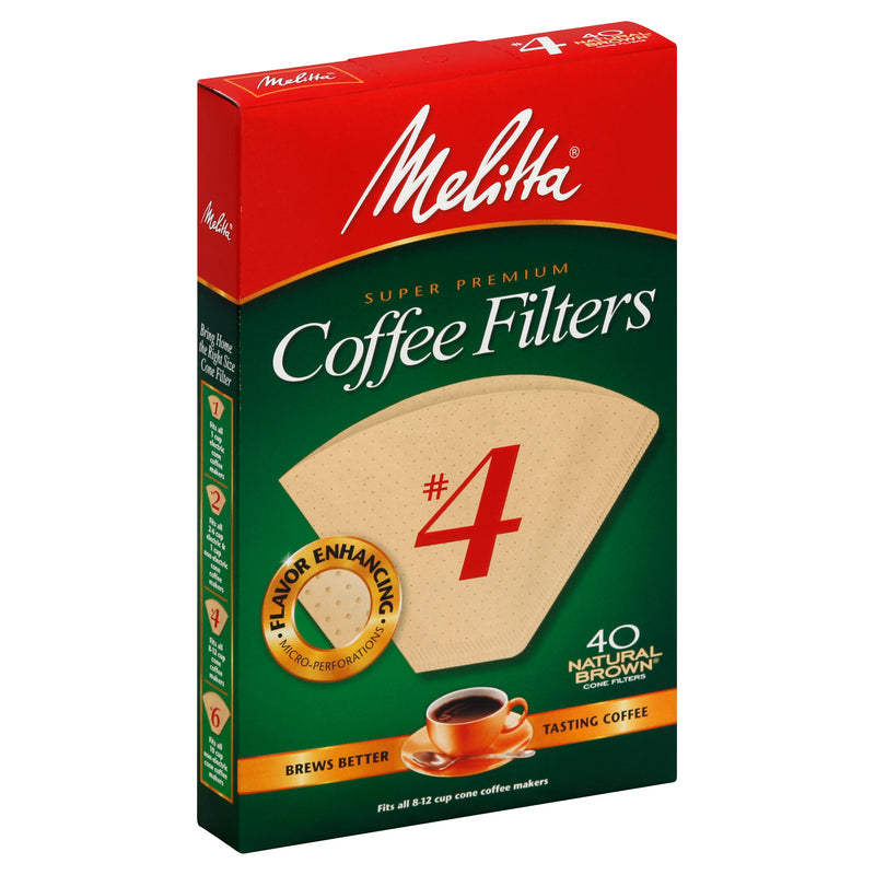 Melitta Super Premium #4 Natural Brown Coffee Filters, 40 ct