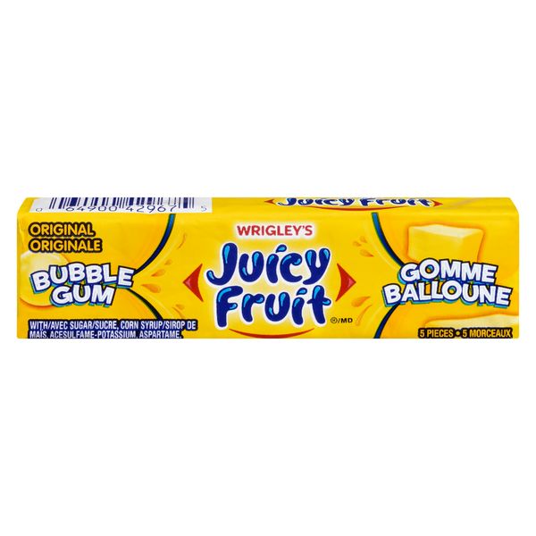 Juicy Fruit Original Bubble Gum, 5 pieces