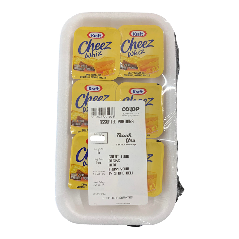 Assorted Portions Kraft Cheez Whiz, 6pk