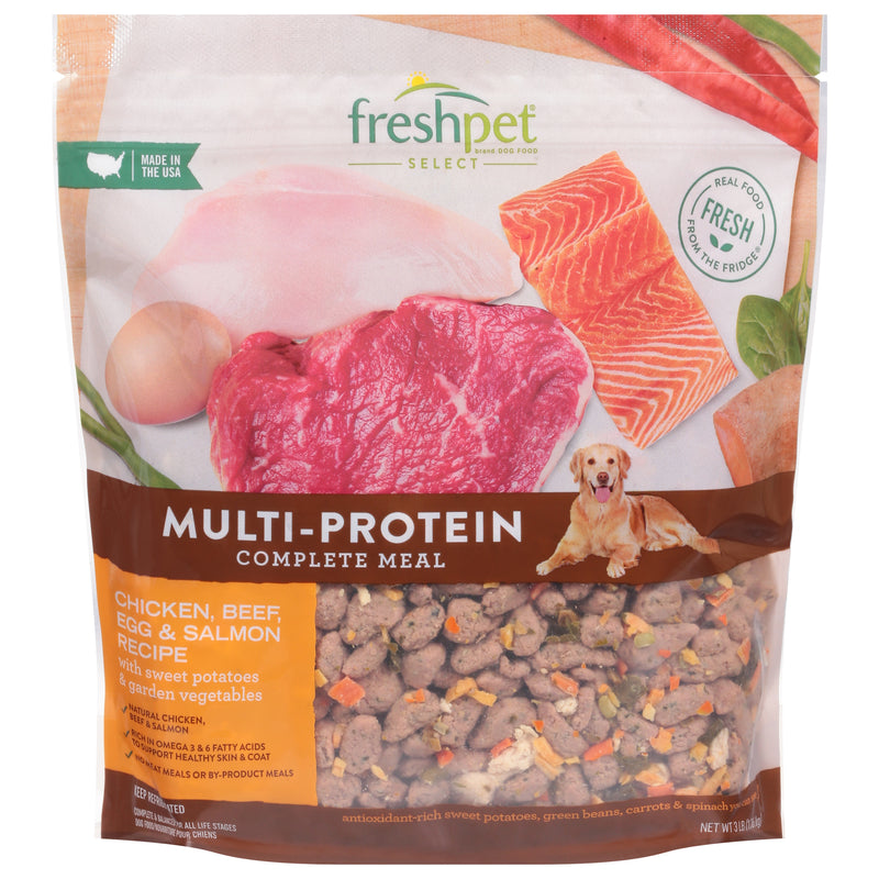 FreshPet Dog Food, Multi-Protein, Complete Meal, Chicken, Beef, Egg & Salmon Recipe, 3lb