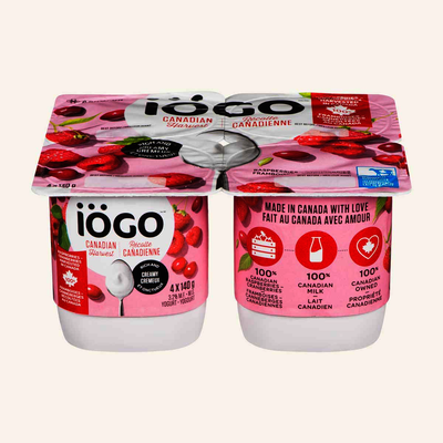Iögo Raspberries & Cranberries Yogurt, 140 g, 4 ct
