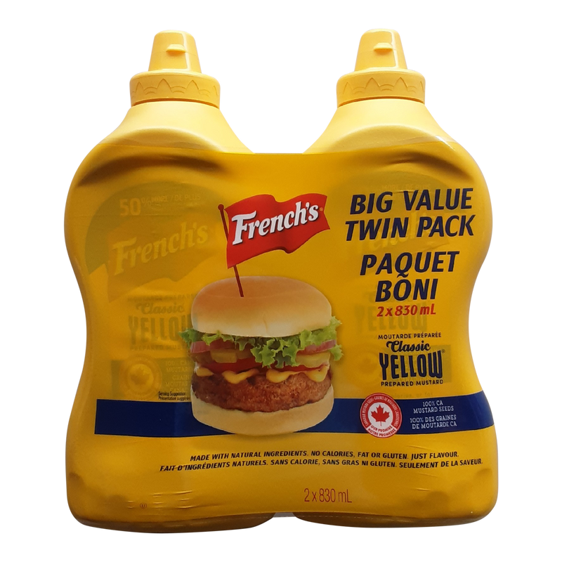 French's Yellow Mustard, 2 x 830 mL