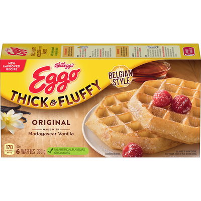 Kellogg's Original Belgian Style Thick & Fluffy Eggo Waffles Made With Madagascar Vanilla, 330 g, 6 ct