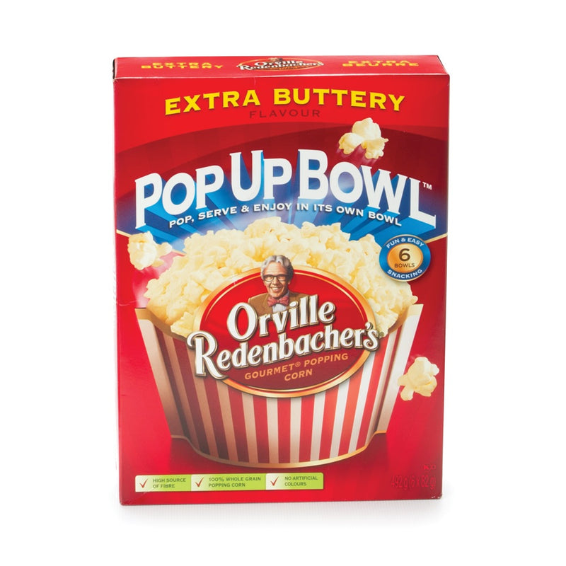 Orville Redenbacher's Pop Up Bowl Extra Buttery Popcorn, 492 g  (6 x 82g)