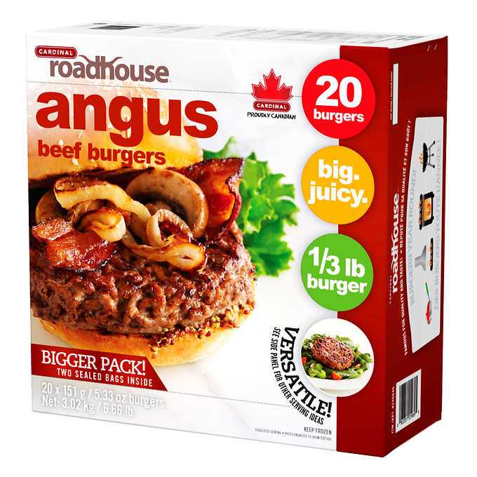 Cardinal Roadhouse Angus Beef Burgers, 20 ct