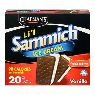 Chapman's Li'l Sammich Vanilla Ice Cream Sandwiches, 20 x 60 mL
