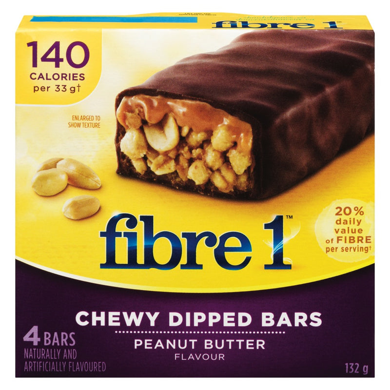 Fibre 1 Peanut Butter Chewy Dipped Bars, 132 g