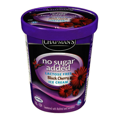 Chapman's No Sugar Added Lactose Free Black Cherry Ice Cream, 1L
