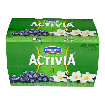 Danone Activia Blueberry/Vanilla Yogurt, 12 x 100 g