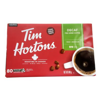 Tim Hortons Original Fine Grind Medium Roast Decaf Coffee Pods, 80 ct