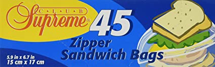Club Supreme Zipper Sandwich Bags, 45 ct