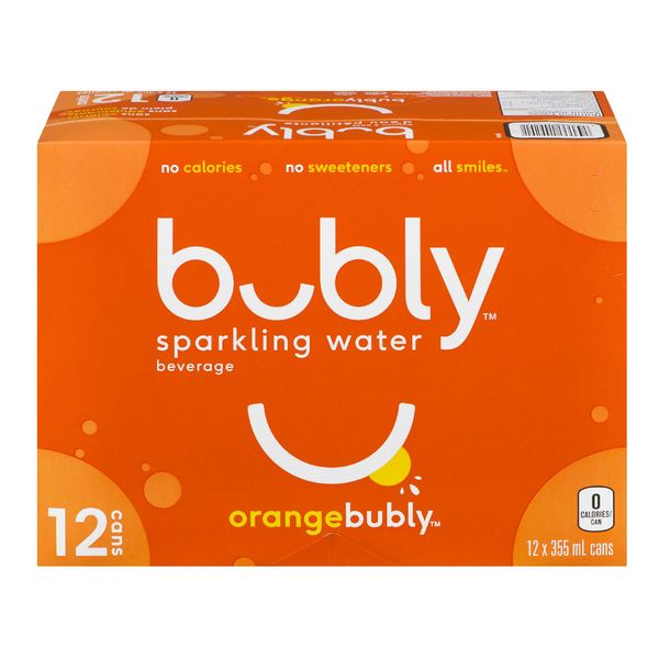 Bubly Sparkling Water Orange, 12x 355mL