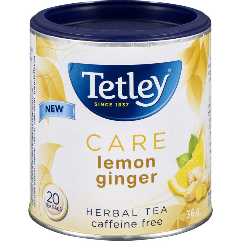 Tetley Care Lemon Ginger Caffeine Free Herbal Tea, 36g  (20ct)
