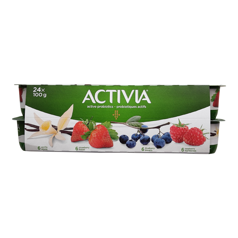 Activia Probiotic Yogurt Variety Pack Vanilla/Strawberry/Blueberry/Raspberry, 24 ct