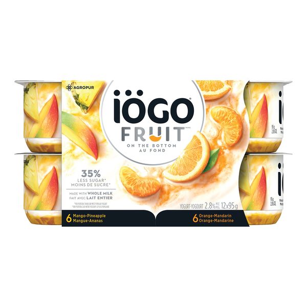 Iögo Orange-Mandarin, Mango-Pineapple Yogurt, 95 g