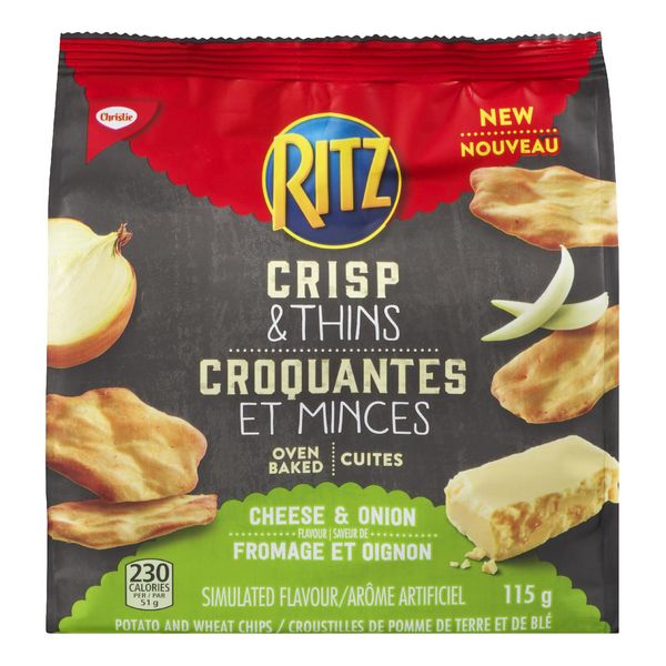 Ritz Crisp & Thins Cheese & Onion Chips, 115 g