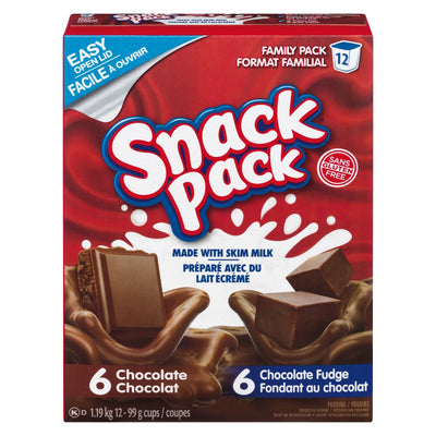 Snack Pack Family Pack Chocolate & Chocolate Fudge Pudding, 1.19 kg (12 x 99 g)