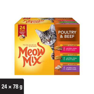 Meow Mix Chicken & Beef Wet Cat Food, 24 x 78 g