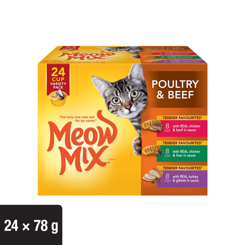 Meow Mix Chicken & Beef Wet Cat Food, 24 x 78 g
