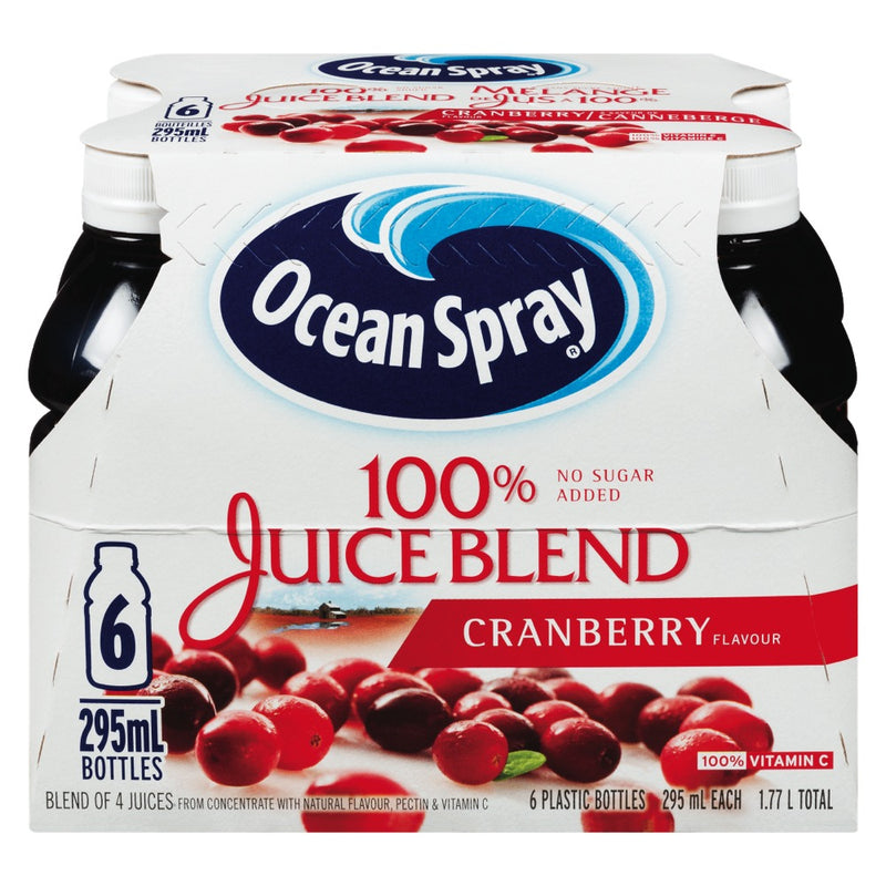Ocean Spray 100% Juice Blend Cranberry Juice, 6 count, 295 ml