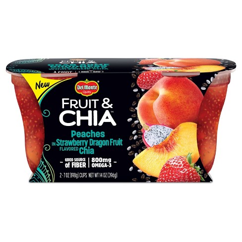 Del Monte Fruit & Chia Peaches In Strawberry Dragon Fruit Flavored Chia, 396 mL   (2 x 198mL)