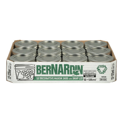 Bernardin Decorative Mason Jars with Snap Lid, 12 x 125mL