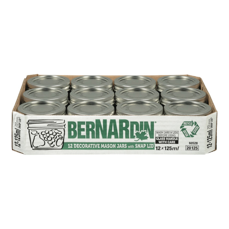 Bernardin Decorative Mason Jars with Snap Lid, 12 x 125mL