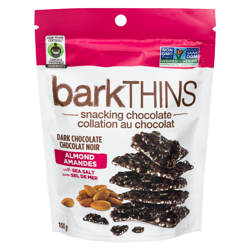 BarkThins Snacking Chocolate, Dark Chocolate Almond with Sea Salt, 150 g