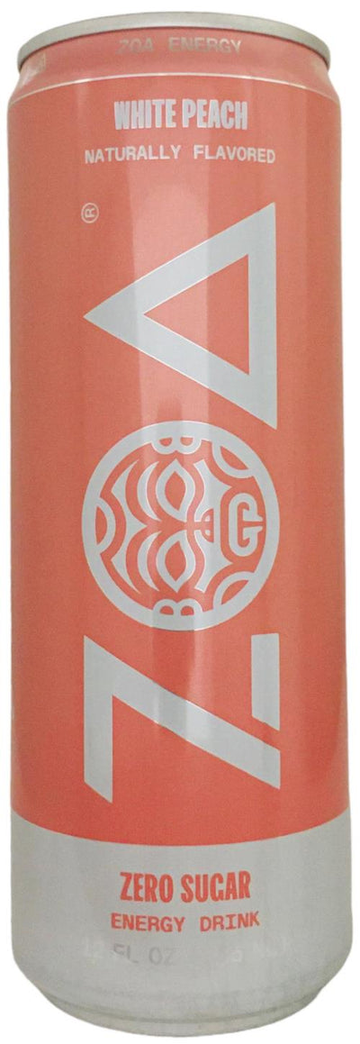 Zoa Zero Sugar White Peach Energy Drink, 355 mL