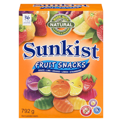 Sunkist Assorted Fruit Flavored Snacks, 792 g  (36 ct)