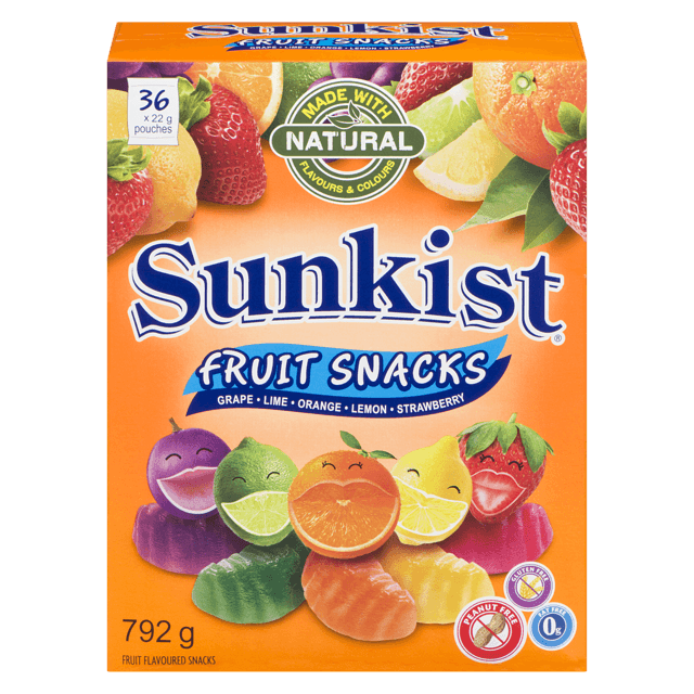 Sunkist Assorted Fruit Flavored Snacks, 792 g  (36 ct)