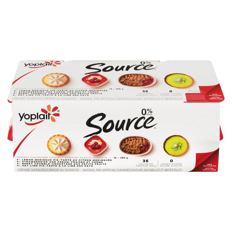 Yoplait Source Yogurt Dessert Flavours, 16 count, 100 g