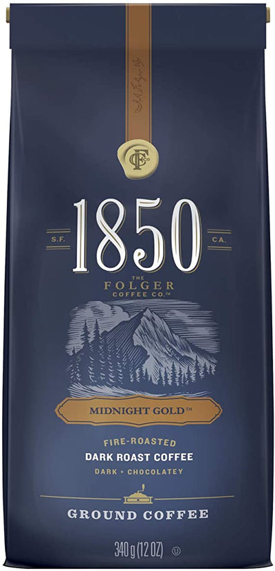 1850 Midnight Gold Fire-Roasted Dark Roast Ground Coffee, 340 g