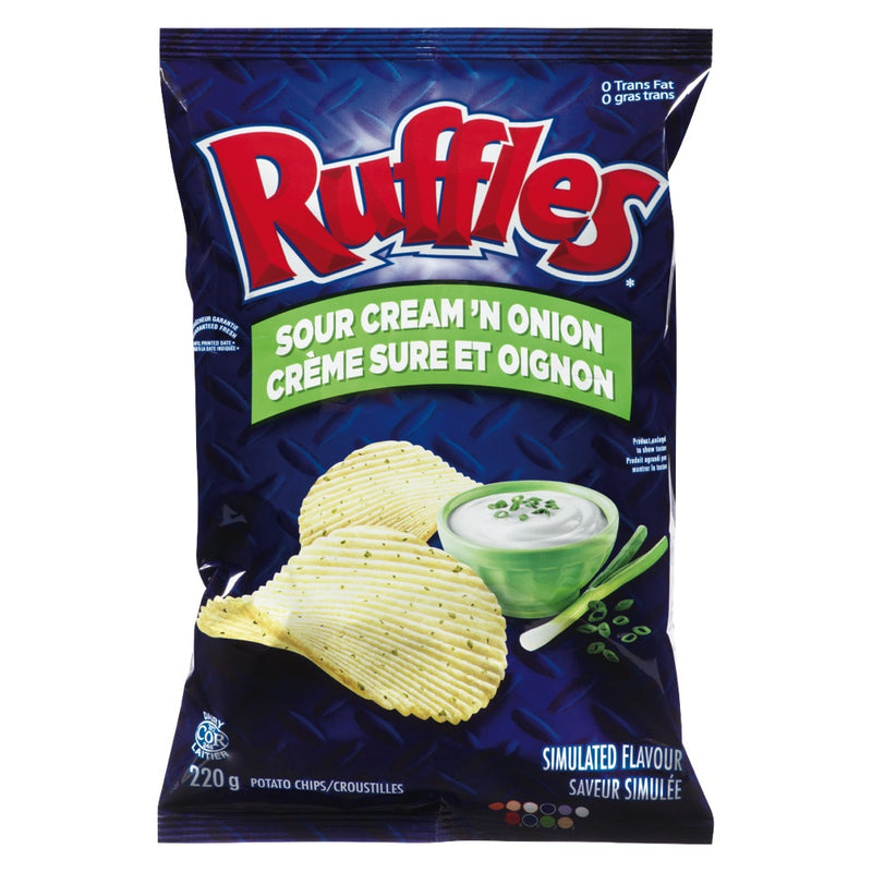 Ruffles Sour Cream 'N Onion Potato Chips, 200 g