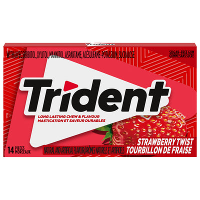 Trident Sugar-Free Strawberry Twist Gum, 14 pieces