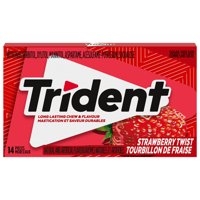 Trident Sugar-Free Strawberry Twist Gum, 14 pieces