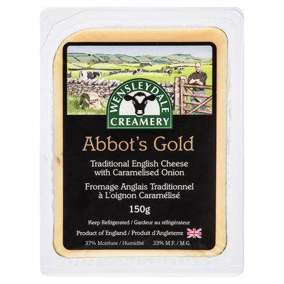 Wensleydale Creamery Abbot's Gold English Cheese With Caramelised Onion, 150 g