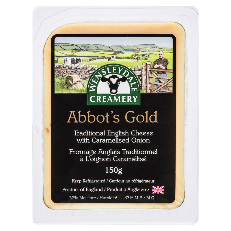 Wensleydale Creamery Abbot's Gold English Cheese With Caramelised Onion, 150 g
