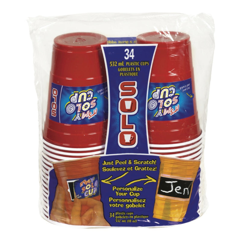 Solo 18 oz It's My Solo Plastic Cups, 34ct