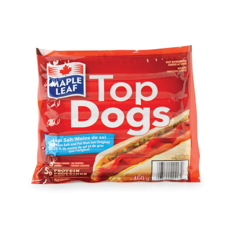 Maple Leaf Top Dogs Less Salt Weiners, 450 g