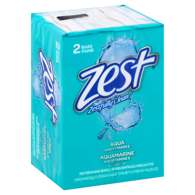 Zest Aqua Scented Bar Soap, 2 count, 90 g