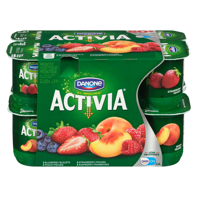 Danone Activia Blueberry/Strawberry/Peach/Raspberry, 12 x 100g
