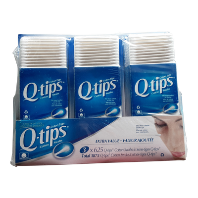 Q-tips Cotton Swabs, 3 x 625 ct