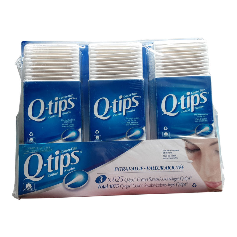 Q-tips Cotton Swabs, 3 x 625 ct