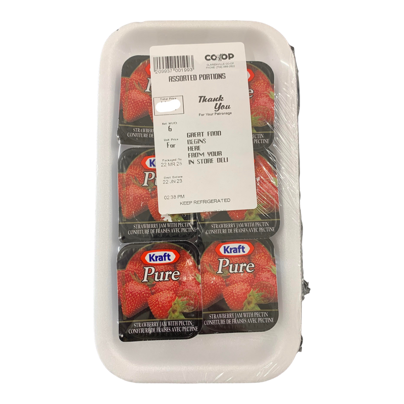 Assorted Portions Kraft Strawberry Jam, 6pk
