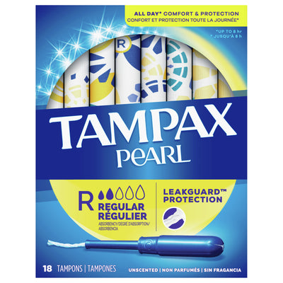 Tampax Regular Absorbency Unscented Tampons, 18 tampons