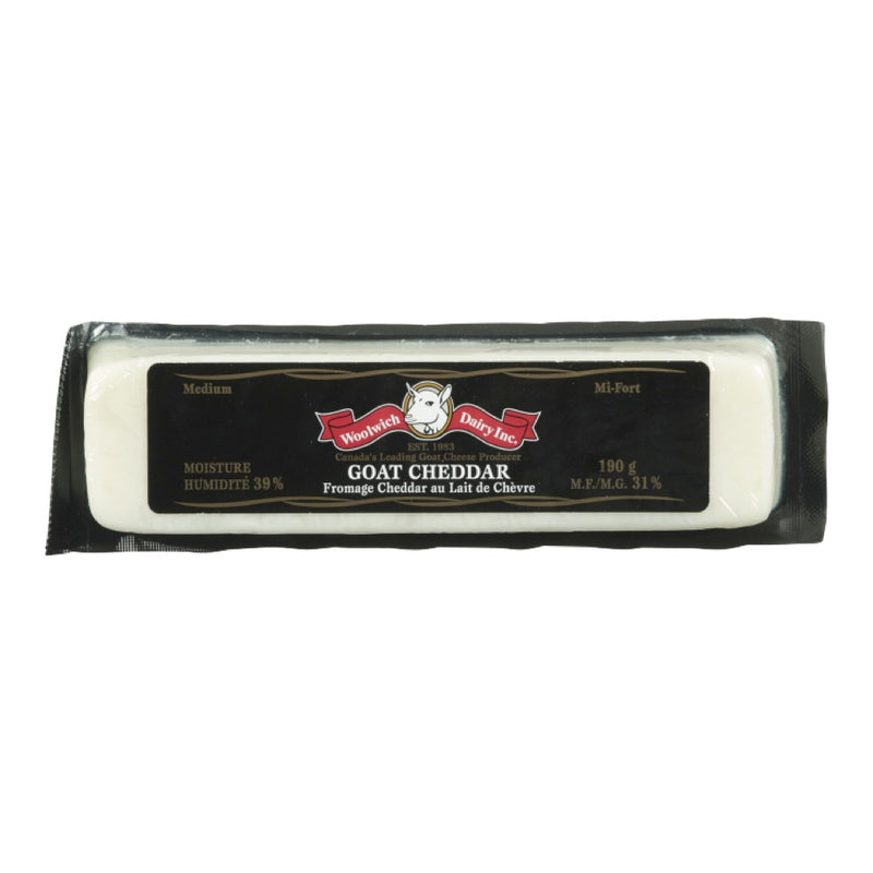 Woolwich Dairy Inc Medium Goat Cheddar, 190 g