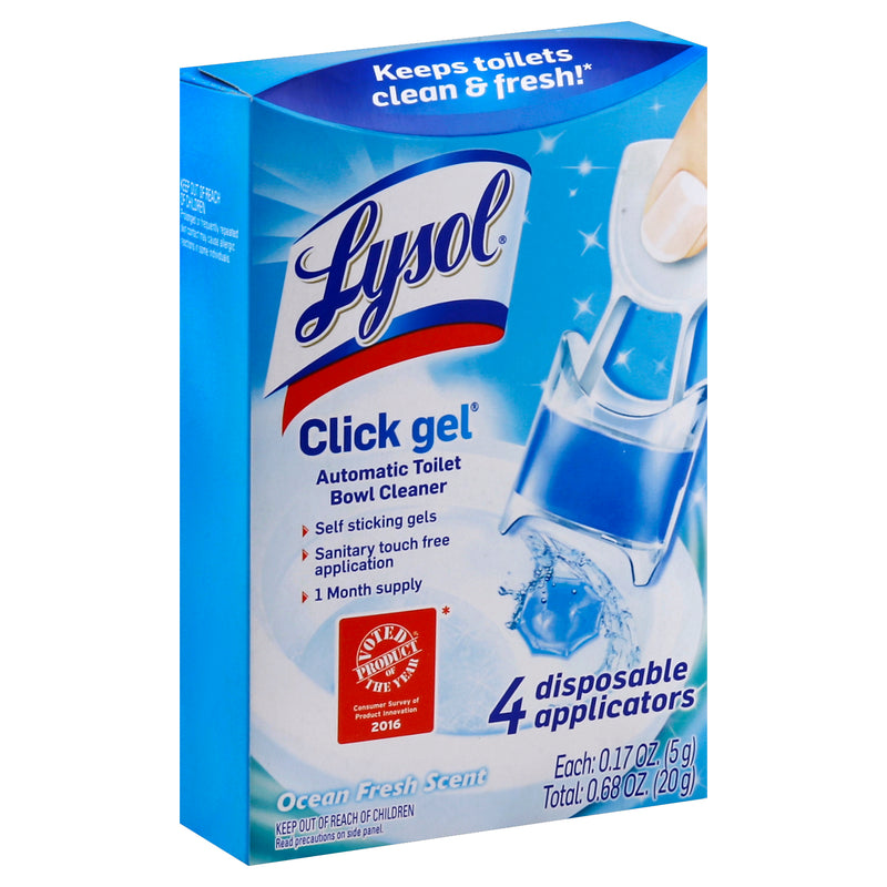 Lysol Click Gel Automatic Toilet Bowl Cleaner Spring Waterfall, 4 count